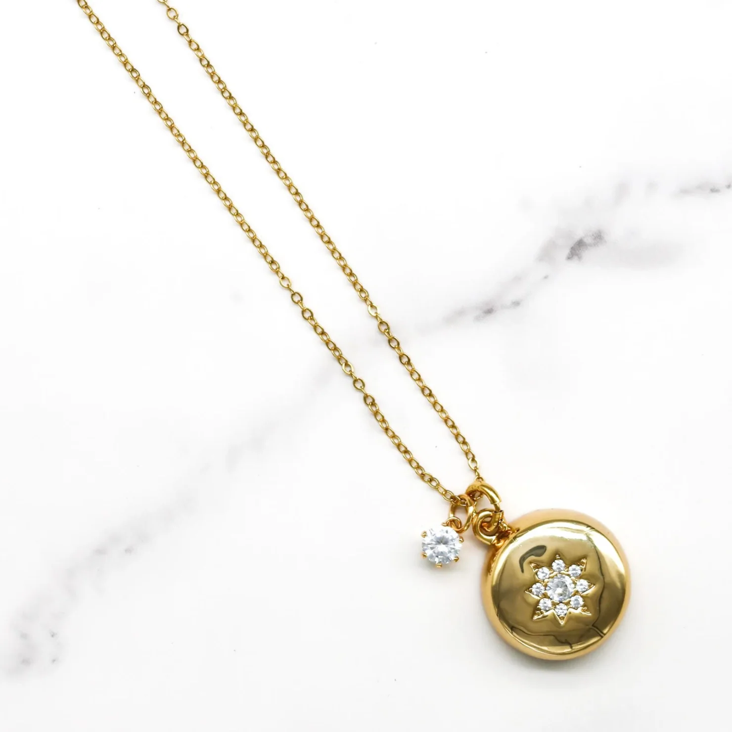 Embedded Star Necklace w/ CZ Stone - Sterling Silver - Image 2