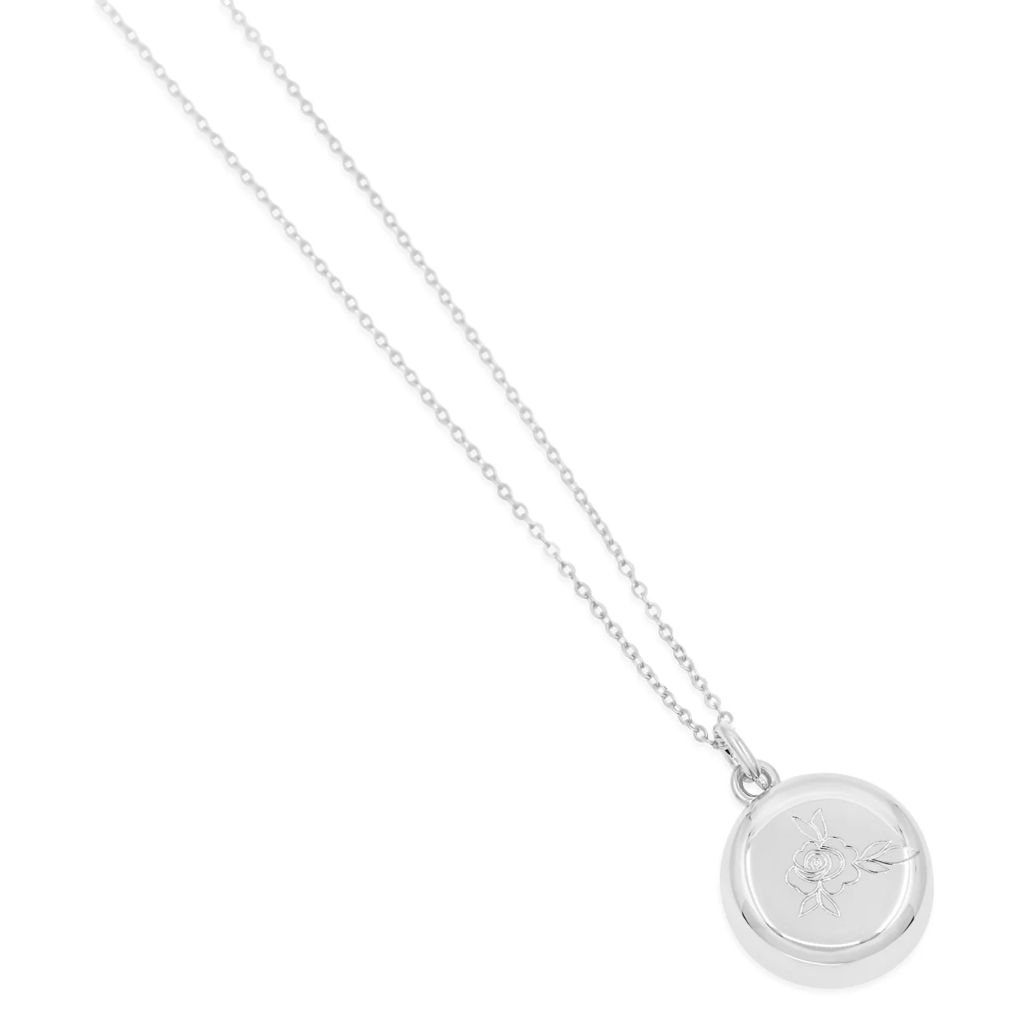Rose Engraved Necklace - Sterling Silver - Image 2